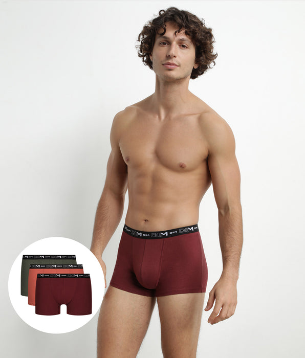DIM 3er-Pack Herren-Boxershorts aus Stretch-Baumwolle Rot/Grün