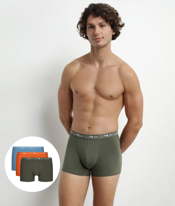 DIM 3er-Pack Herren-Boxershorts aus Stretch-Baumwolle Orange/Grün