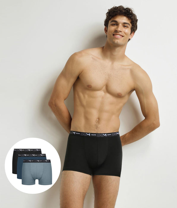 DIM 3er-Pack Herren-Boxershorts Schwarz Granitgrün Baumwolle Stretch