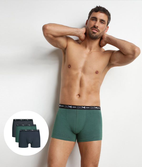 DIM 3er-Pack Boxershorts für Herren Vert Nébuleuse Dim Coton Stretch