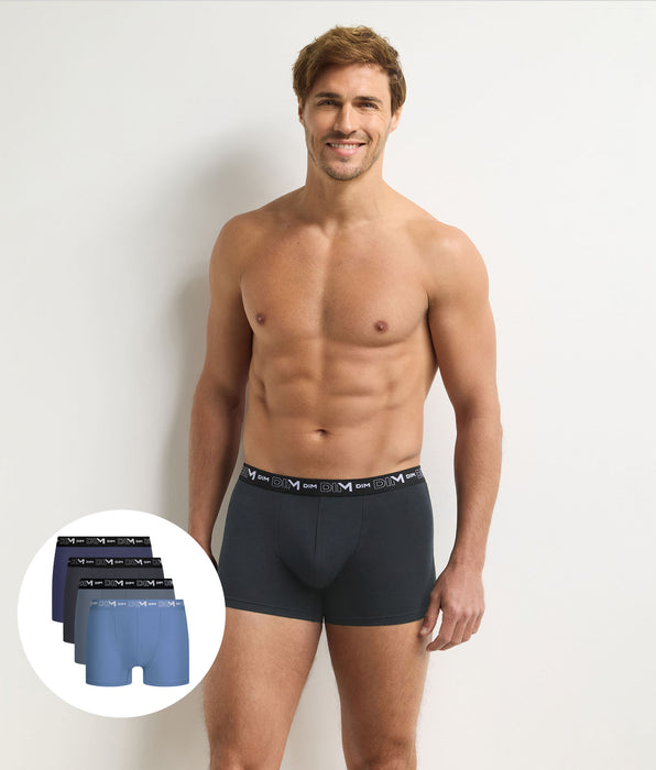 DIM 4er-Pack Boxershorts für Herren in Grau, Dunkelgrau, Blau und Dunkelblau aus Coton Stretch
