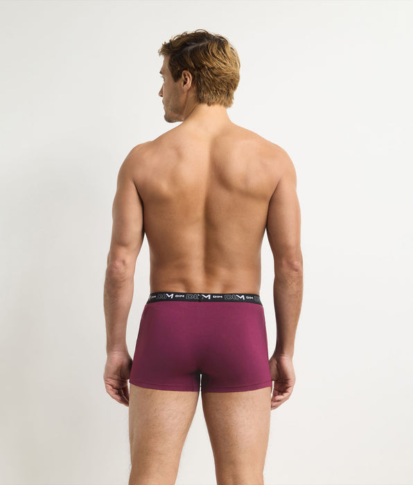 DIM 4er-Pack Boxershorts für Herren in Dunkelgrau, Khaki, Rot und Grau aus Stretch-Baumwolle
