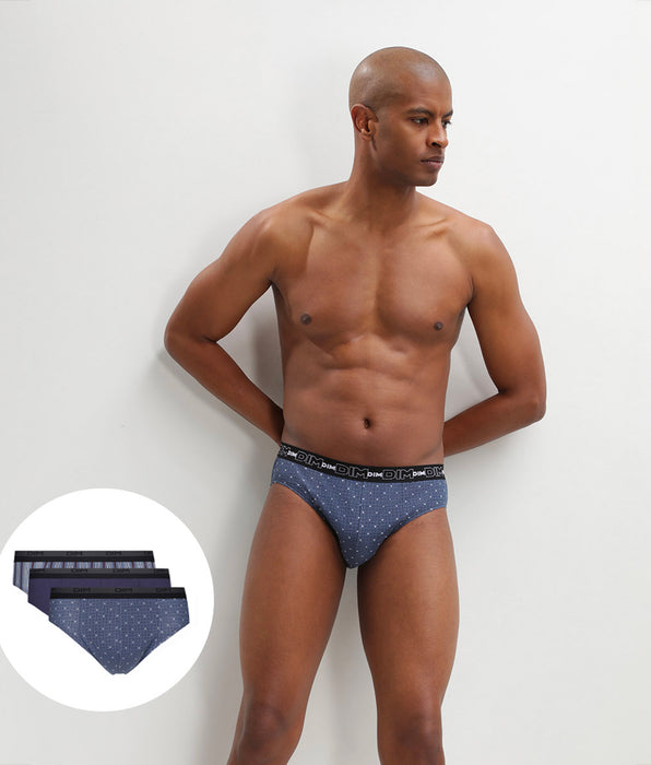 DIM 3er-Pack Slips aus Baumwolle blau gemustert