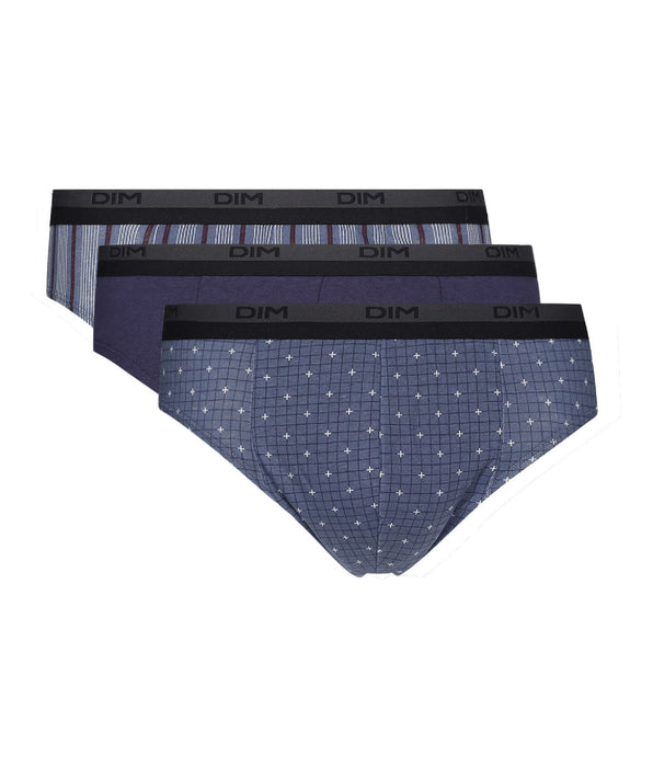 DIM 3er-Pack Slips aus Baumwolle blau gemustert