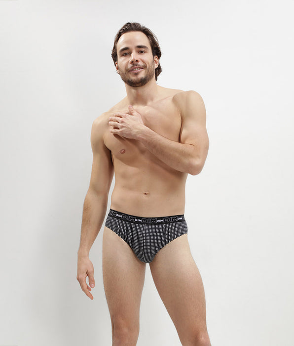 DIM 3er-Pack Slips aus Baumwolle grau/schwarz gemustert
