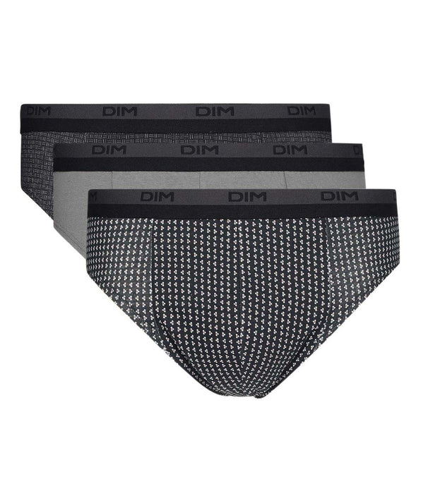 DIM 3er-Pack Slips aus Baumwolle grau/schwarz gemustert
