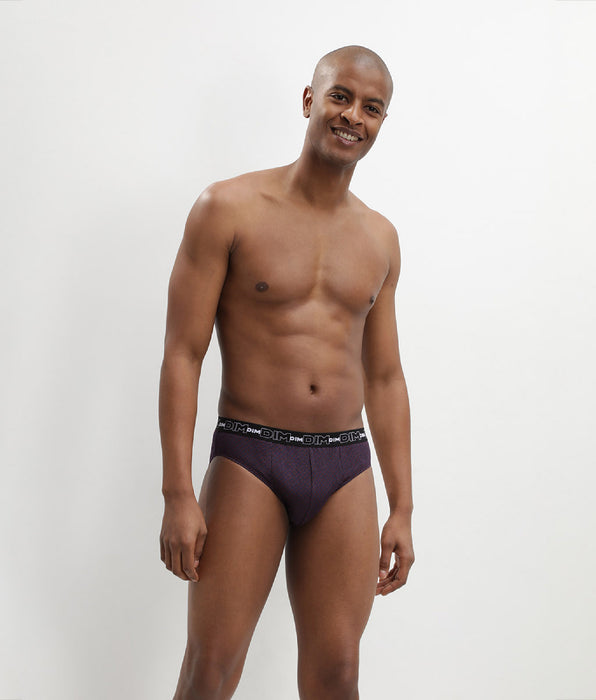 DIM 3er-Pack Slips aus Baumwolle schwarz/blau/weinrot gemustert