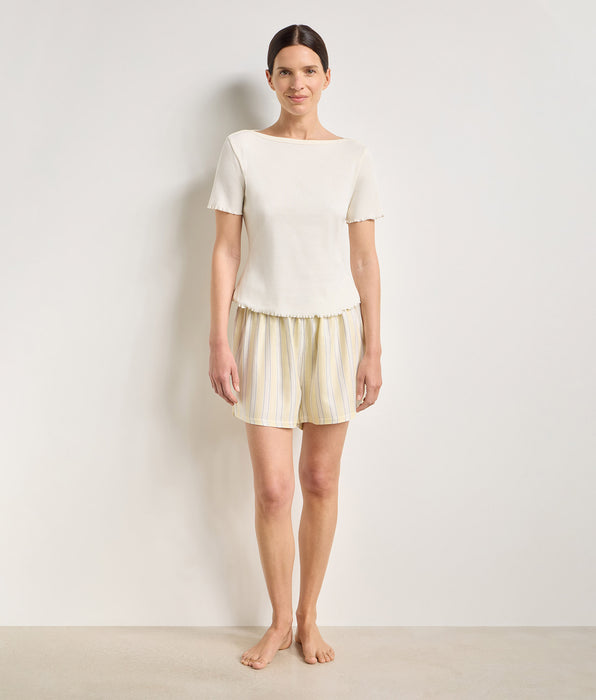 DIM Hellgelbe, gestreifte Pyjama-Shorts aus Twill Slow Days Fresh Vibes