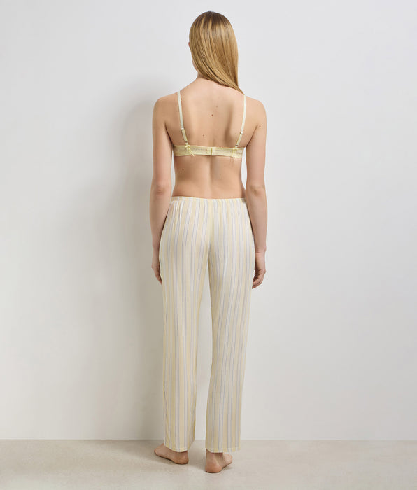 DIM Ecrufarbene, gelb gestreifte Pyjama-Hose aus Twill von Slow Days Fresh Vibes