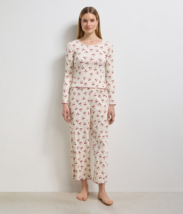 DIM Lange Damenhose aus perlweiàyer, gerippter Baumwolle von Cozy Christmas