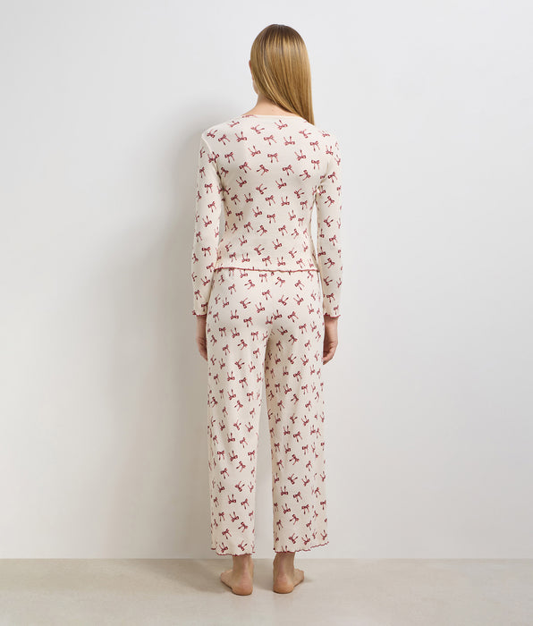 DIM Lange Damenhose aus perlweiàyer, gerippter Baumwolle von Cozy Christmas