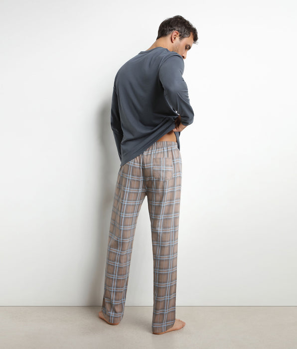 DIM Herrenpyjama mit grauer Jerseyhose mit Karomuster von Dim Nightwear
