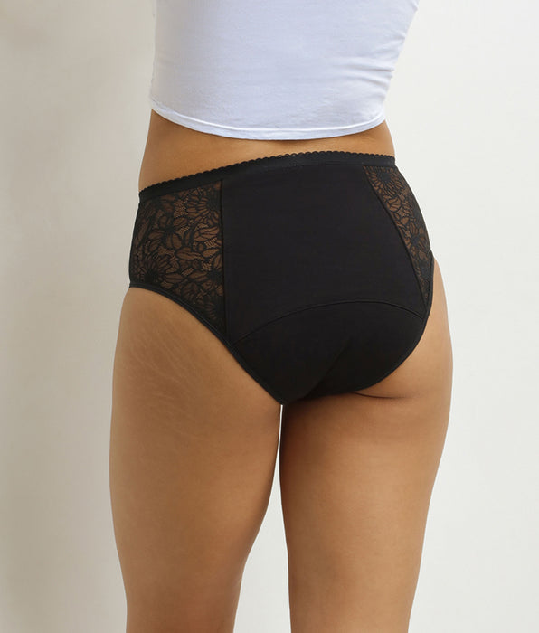 DIM Menstruationshöschen sehr reichlicher Fluss schwarz mit Blumen Dim Protect