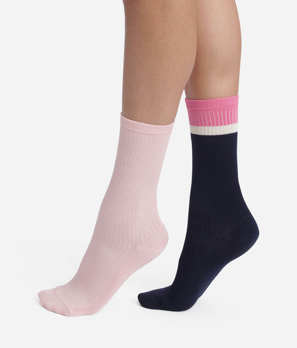 DIM 2er-Pack Socken aus Baumwolle Marine Rose Dim Modal
