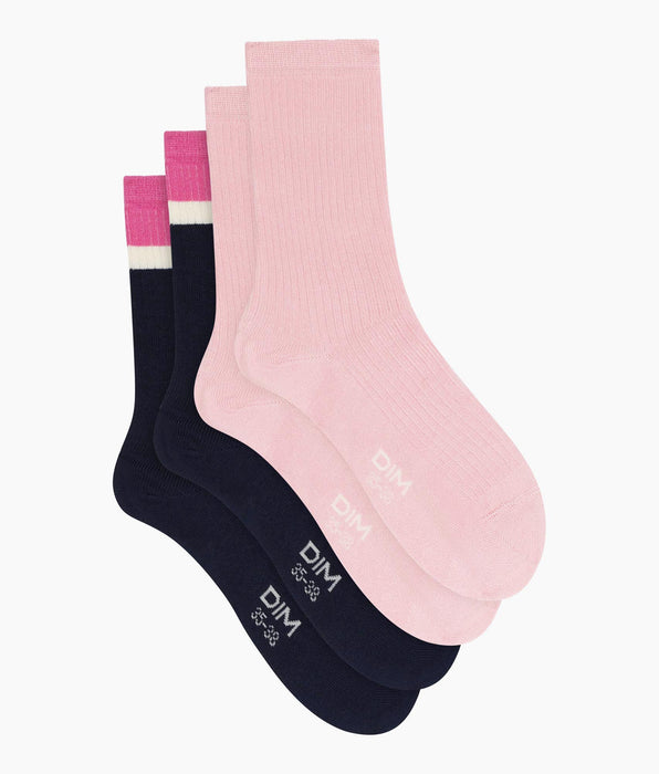 DIM 2er-Pack Socken aus Baumwolle Marine Rose Dim Modal
