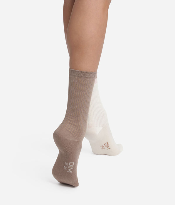 DIM 2er-Pack Baumwollsocken Taupe Ivoire Dim Modal