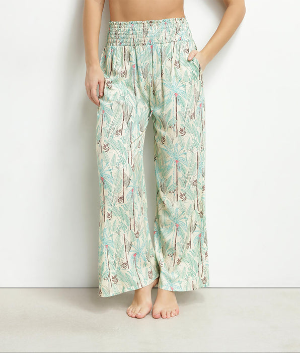 DIM Weite Strandhose für Damen mit Palmenmuster von Dim