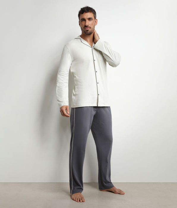 DIM Herren-Pyjama-Set mit Hose und Hemd aus Jersey in Dunkelgrau von Dim Nightwear