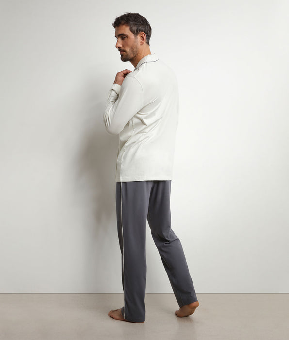 DIM Herren-Pyjama-Set mit Hose und Hemd aus Jersey in Dunkelgrau von Dim Nightwear