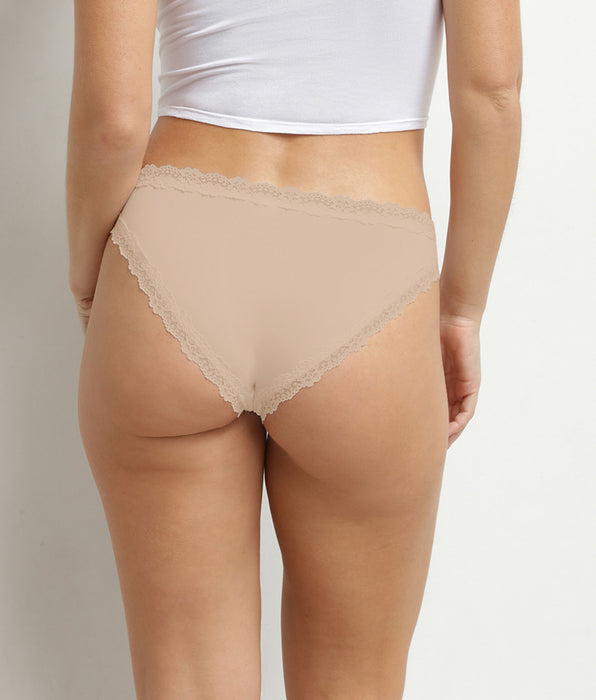 DIM Unsichtbarer Damen-Slip aus Mikrofaser und Spitze Nude Dim