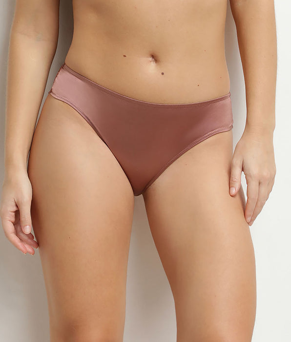 DIM Damenhöschen aus Satin und floraler Spitze Marron Chocolove