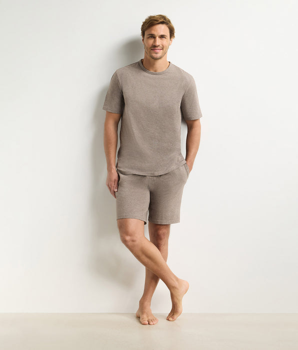 DIM Braunes Herren-Pyjama-Set mit Shorts aus Dim Jersey Elastan