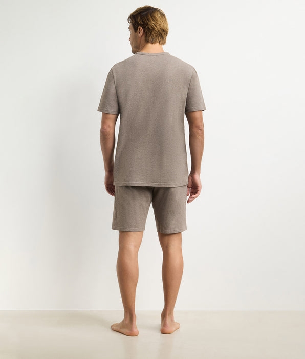DIM Braunes Herren-Pyjama-Set mit Shorts aus Dim Jersey Elastan