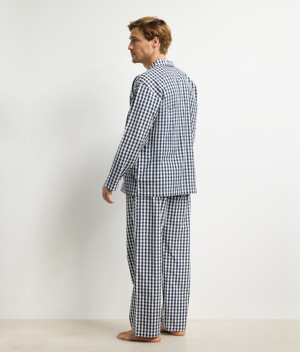 DIM Herren-Pyjama-Set mit Hosen in blauem Vichy-Karomuster von Dim Woven