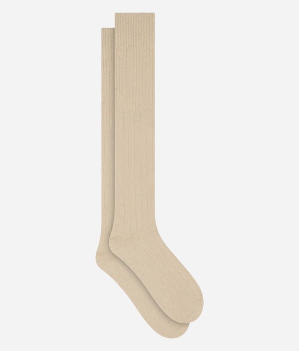DIM Beige-elfenbeinfarbene Kniestrümpfe für Damen