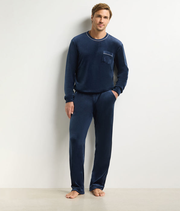 DIM Herrenoberteil mit langen Ärmeln und Rundhalsausschnitt in Marineblau von Dim Chenille