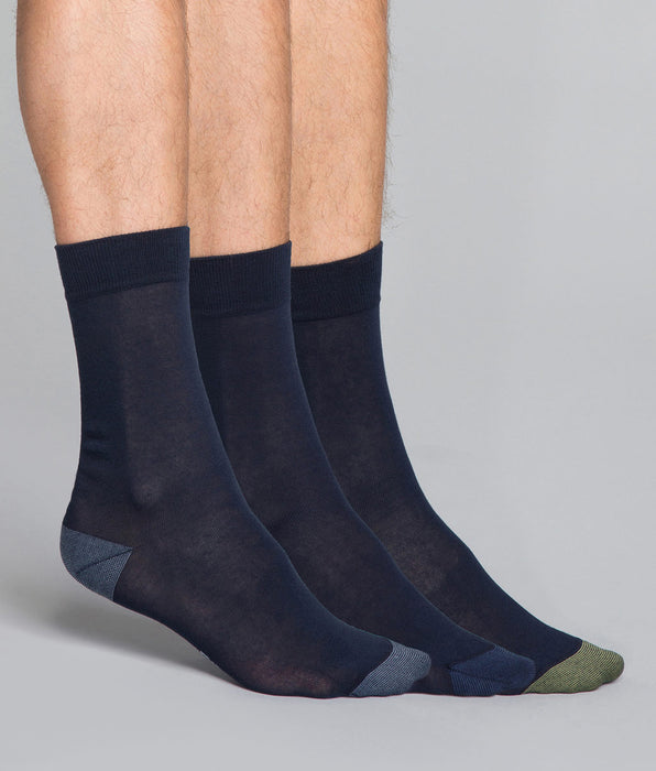 DIM 3er-Pack Mix and Match Herrensocken in Marineblau - Cotton Style
